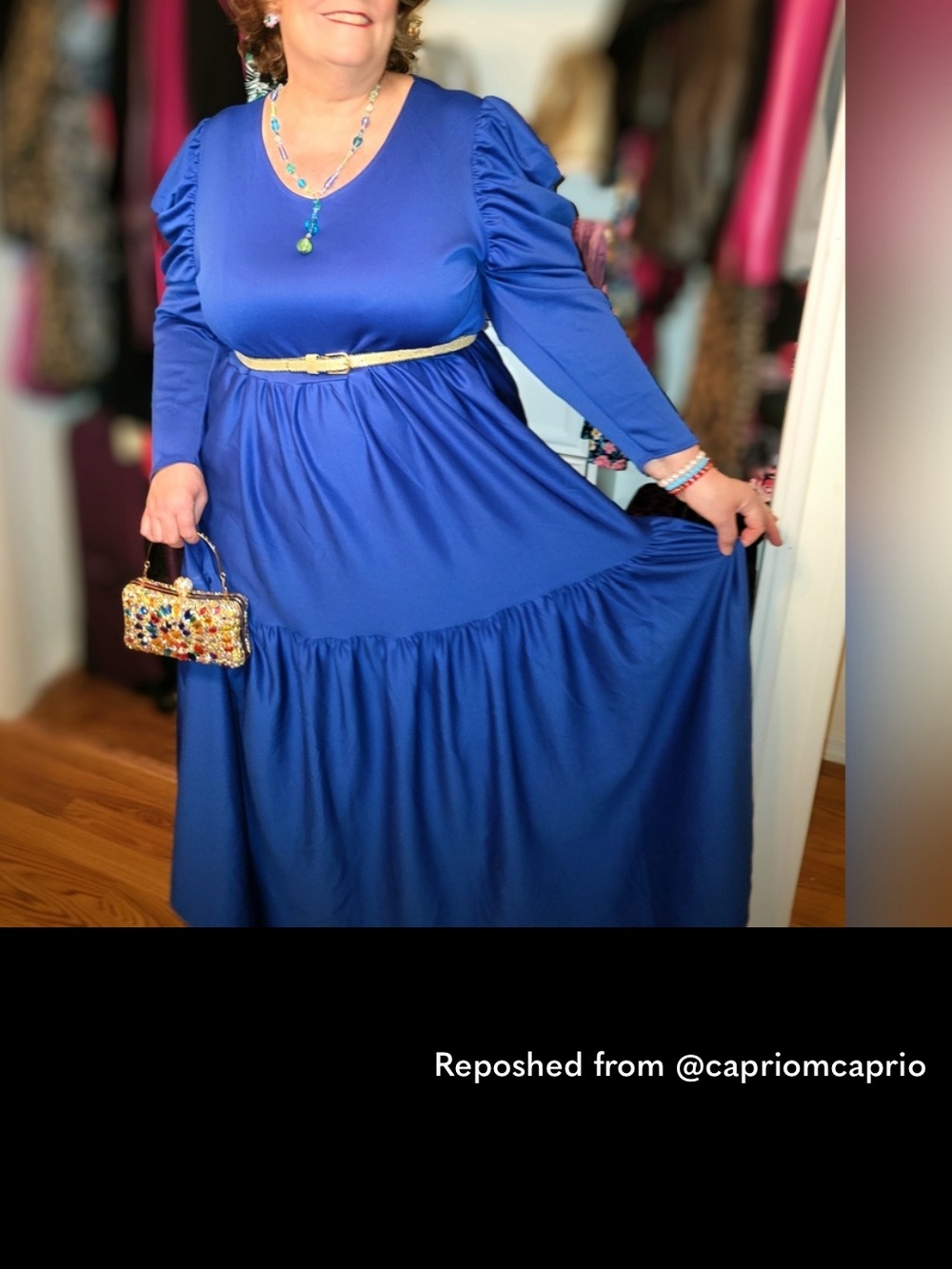 Classic Long Sleeve Maxi Dress in Royal Blue